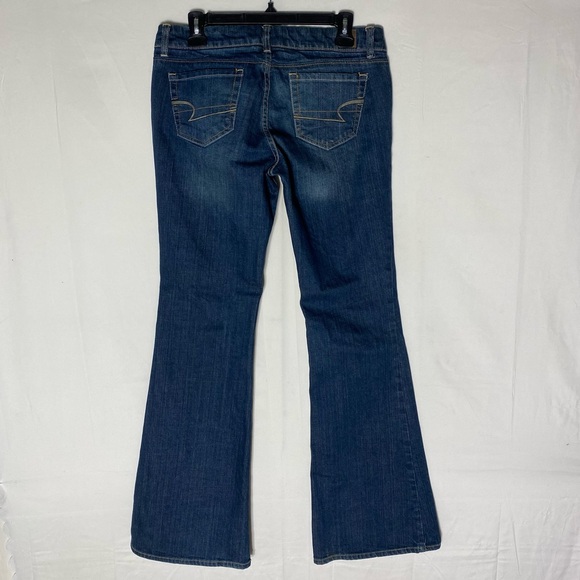 Vintage Y2K American Eagle Outfitters Dark Wash Low Rise Real Flare 8 Long - Picture 14 of 15